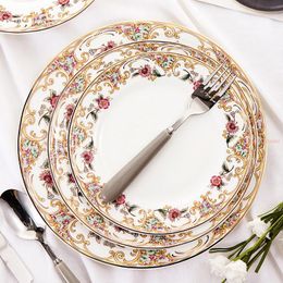 8 9 10inch Bone China Plates Dinnerware Set Ceramic for Food Porcelain Dinner Serving 240508