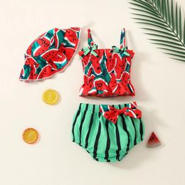 Clothing Sets 3-24M Born Infant Toddler Baby Girls Clothes Cute Watermelon Print Sleeveless Tops Shorts Hat 3Pcs Summer Outfits