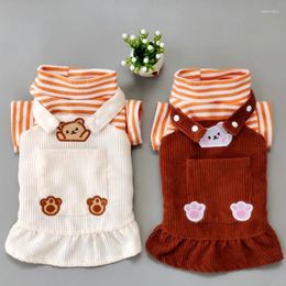 Dog Apparel Spring Autumn Dress Corduroy Skirt T-shirt Puppy Yorkie Pomeranian Shih Tzu Maltese Bichon Poodle Pet Clothing