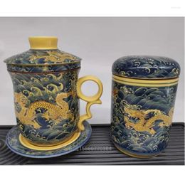 Teaware Sets Taiwan Jianyao Golden Dragon Ceramic Teacup Home Office Member Tea Cup Canister Gift Box Packaging