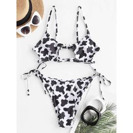 Sexy Micro Bikini 2024 Woman Swimsuit Cow Print Swimwear Women Thong Bikinis Set Female Bathing Suit Beach Wear Strings Biquini