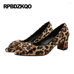 Dress Shoes Sexy Plus Size Pointed Toe Medium Footwear Leopard Print Metal High Heels 33 Suede 2024 Party Women Chunky Pumps China