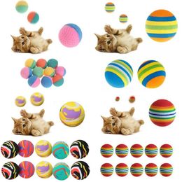 Kitchens Play Food 10 pieces/set Rainbow Ball Pet Toys EVA Soft Interactive Cat Dog Little Cat Play Fun Colourful Gift Chewing Ball Pets S24516