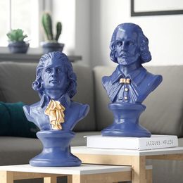 Decorative Figurines Shakespear & Mozart Head Portraits Bust Large Resin Statues For Home Decoration Art Craft Sculpture Sketch Practice