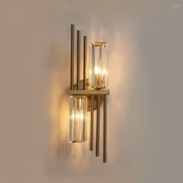 Wall Lamp Modern Crystal Golden Living Room Background - Personality Bedroom Bedside Aisle
