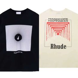 Men's T-Shirts Men Women Vintage Heavy Fabric RHUDE BOX PERSPECTIVE Tee Slightly Loose Tops Multicolor Logo Nice Washed Rhude T-shirt T22120 s