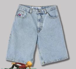 Y2K MENS Big Boy Shorts Street Abbigliamento Bagvato jeans ricamato in denim cortometraggi casual Mujer Hot traf Shorts Shorts jeans Ice pattinaggio jeans 240516