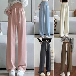 Women's Pants Women Spring Summer Ice Silk Wide Leg High Waist Loose Straight Casual Pant Female Outdoor Black Trousers