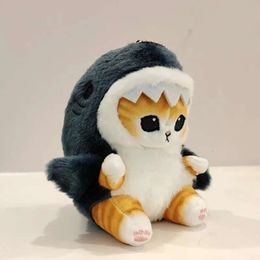 12cm Cartoon Cute Shark Fried Shrimp Cat Plush Doll Charm Package Pendant