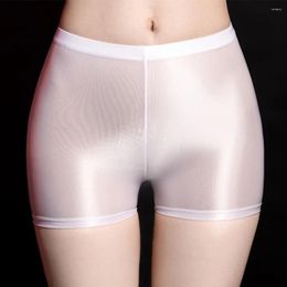 Women's Panties Womens Sexy Open BuUnderwear Oil Shiny Stretch Boxers Transparent See-through Underpants Ultra Thin Smooth Boxer