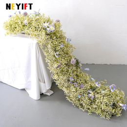 Decorative Flowers Luxury 2m Long Flower Row Runner Event Wedding Backdrp Arch Decor Strips Babysbreath Arrangement Party Props Table Floral