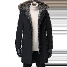 Men's Jackets Winter Jacket Warm Mens Fur Coat Male Parkas Medium Long Lamb Wool Liner Thick Overcoat Casaco De Pele Masculino ZT
