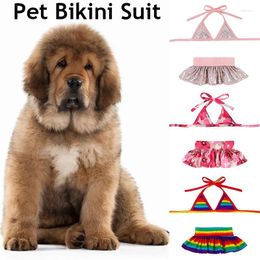 Dog Apparel Summer Cute Pet Bikini Set Funny Dress Clothes For Small And Medium Pets Chihuahua Yorkie Swimsuit Sundress Beach