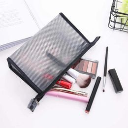 Storage Bags Mesh Cosmetic Bag Women Travel Zipper Make Up Makeup Case Organizer Toiletry Wash Portable Pouch Pencil