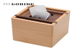 JUH A Modern Fashion Wooden Square Tissue Box Creative Seat Type Roll Paper Tissue Canister EcoFriendly Wood Table Decoration2130786