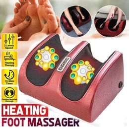 Compression Electric Foot Massager Heating Therapy Shiatsu Kneading Roller Muscle Relaxation Pain Relief Spa Machines 240513