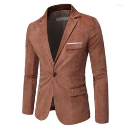 Men's Suits High Quality Blazer Italian Style Premium Simple Fashion Elegant Business Casual Work Gentleman Suit Fitted Corduroy Jacke