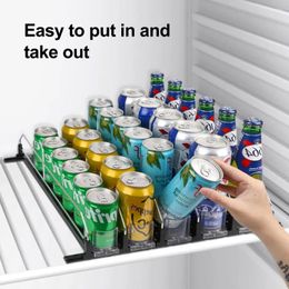 Kitchen Storage 3/5grids Fridge Beverage Organiser Adjustable Spring Self-sliding Soda Drink Canned Dispenser For Refrigerators