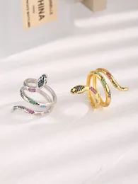 Cluster Rings Farny Selling 925 Silver Snake Shape Ring Inlaid With Colorful Zircon Vintage Domineering Style For Party Wearing