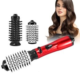 Hair Dryer Brush 2 In 1 Air Spin Curling Straightening Styling AutoRotating Ionic Round Blow Volumizer 240506