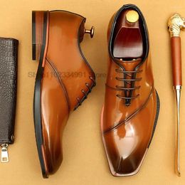 Dress Shoes HNXC Men's Leather Wedding Oxford Business Work Black Lace-up Handmade Man Shoe High Quality Designer Men