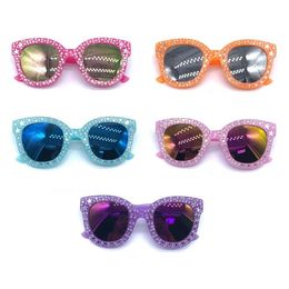 summer UV Protection sunglasses Coloured film cute boys girls ornament kids fully-jewelled sunglasses