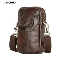 Genodern Genuine Leather Small Shoulder for Men New Travel Fanny Pack Belt Loops Hip Bum Waist Bag Mobile Phone Pouch8035517