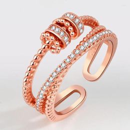 Cluster Rings KOFSAC Women Fashion 925 Sterling Silver Ring Jewellery Creative Zircon Cylinder Pulley Lady Luxury Romantic Birthday Gift