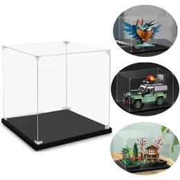 Decorative Plates Acrylic Display Case Assemble Clear Box With Black Base Dustproof Showcase For Collectible Doll Screw Lock