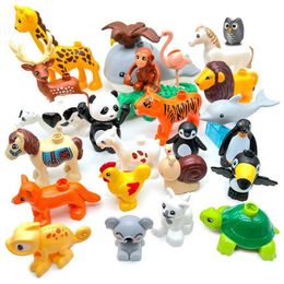 Other Toys Large Building Block Accessories Animal Series Farm Elephant Shark Assembly Enlightenment and Duploed Toy Childrens Gifts Compa