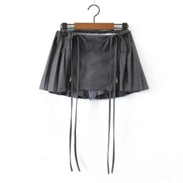 Y2K Womens Clothing Spring Summer Female Sexy Polyester Brand Skirt Women Slim Mini Kawaii Black Skirts Lace-up Above Knee 240516