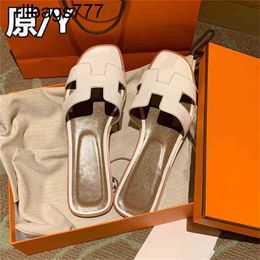 Slipper Oran Home Oran Luxury Sandal Ms High Version of Male Leather with Flat Bottom Casual Sandals