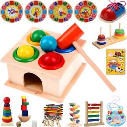 Other Toys Montessori Baby Toys Childrens 3D Wooden Ball Hammer Puzzle Early Learning Baby Games Toys Education Childrens New Year Gifts S245163 S245163