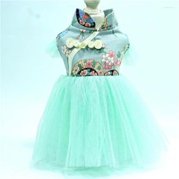 Dog Apparel Chinese Style Dress Summer Cat Princess Skirt Tang Suit Yorkshire Pomeranian Poodle Bichon Schnauzer Clothing Costumes