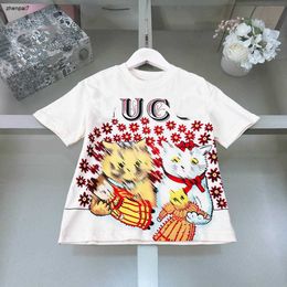 Top baby T-shirt kids designer clothes summer girls Short Sleeve Size 100-150 CM Flower Cat Pattern boys tees child tshirt 24April
