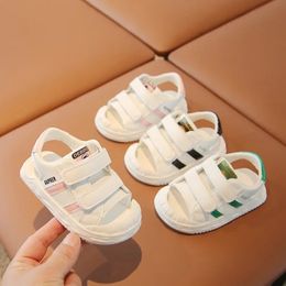 PU Leather Summer Sandals For Children Trend Fashion Boys Girls Beach Shoes Antislippery Softsoled Toddler Footwear 240516