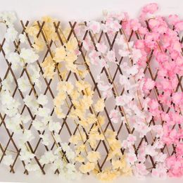 Decorative Flowers Artificial Cherry Blossom Flower Garland Peach Petals Pink White Fake Plant Leaf Ivy Vine Home Garden Wedding Decoration