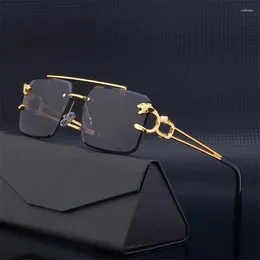 Sunglasses Square 2024 Fashion Rimless Hipster For Men Or Women Luxury Eyewear Fale Brand Designer Sun Glasses