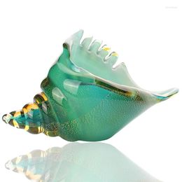 Decorative Figurines Green Art Glass Sea Shell Hand Blown Conch Figurine Paperweight Sculpture Home Decoration Wedding Ornament