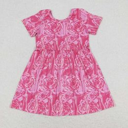 Clothing Sets Toddler Girl Cute Dress Short Sleeve Summer Girls Twirl Dresses Kids Pink Floral Children Boutique Kid Clothes