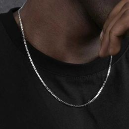 Pendant Necklaces 2mm Mens Hip Hop Stainless Steel Basic Chain Necklace Simple Box Chain Street Wear Jewellery Womens Fashion Accessories J240516