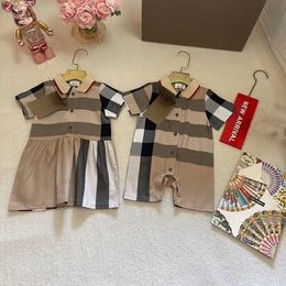 kids baby girls dress boys jumpsuits infant born Rompers newborn baby plaid summer clothes Same style as siblings 0 - 4 years