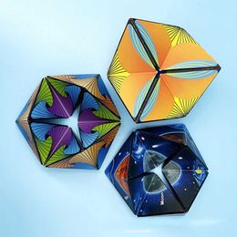 Decompression Toy New Infinite Flipping Magic Cube Puzzle Pressure Relief Cube Adult Relaxation Tool 3D Kaleidoscope Infinite Flipping Childrens Toy Finger Tips T
