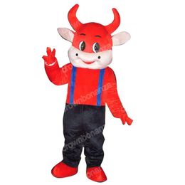 2024 Halloween red Cow Mascot Costumes Halloween Cartoon Character Outfit Suit Xmas Outdoor Party Festival Dress Promotional Advertising Clothings