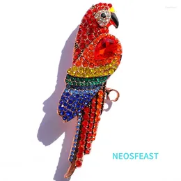 Brooches Rhinestone Parrot Luxury For Women Multi Color Crystal Corsage Pin Fashion Jewelry Dress Garments Accessory Ladies Gift