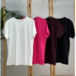 Women's T Shirts 4 Colours Women All-match Tee Short Sleeve Casual Summer 2024 Female Round Neck Tshirts