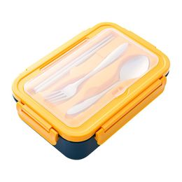 Compartment Portable Lunch Box Kids Students Office Bento Box With Fork and Spoon Microwave Food Storage Container 1000ML