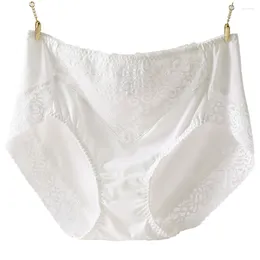 Women's Panties Plus Size 3XL Women High Waist Flower Lace Briefs Soft Daily Underpants Big Knickers Intimates Female Underwear A5