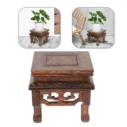 Decorative Figurines Wood Pot Stands Vintage Wooden Flower Display Base Square- Shaped Vase Crafted Holder For Home