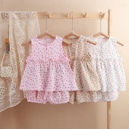 Clothing Sets Children's Summer Fashion Floral Children Kids Clothes Girl Top Shorts Cotton Suit Baby Girls